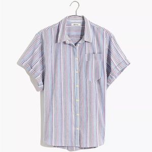 Madewell Chronicle Shirt Rainbow Stripe short sleeve button down size large